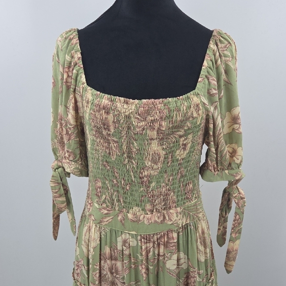 Aguabendita Green and Brown Floral Midi Dress With Pockets NWT - Picture 5 of 16